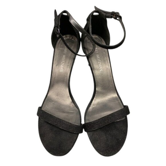 Stuart Weitzman Women’s 10.5M Black Glitter “Goose Bump” Sequin Slip-On Stiletto - Picture 1 of 15